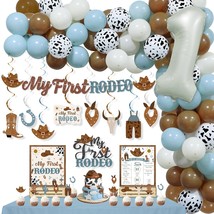 Cowboy 1St Birthday Party Decorations, My First Rodeo Birthday Party Supplies Bo - £32.25 GBP