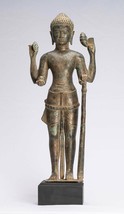Antico Khmer Stile Bronzo IN Piedi Vishnu Statua - Protezione - 54cm/55.9cm - £488.67 GBP