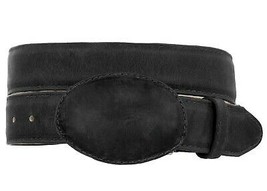 Black Cowboy Belt Western Dress Nubuck Leather Removable Buckle Cinto Si... - £23.97 GBP