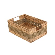 Natural Water Hyacinth Storage Basket With Handle, Rectangular Wicker Basket For - £52.44 GBP