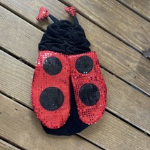 Ladybug Pet Dog Halloween Costume Top Paw Size M Sparkly Heart Black Red - £8.69 GBP