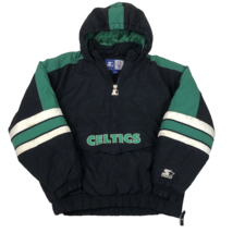 Vintage Boston Celtics Starter 1/2 Zip Pullover Hooded Puffer Jacket You... - $1,881.48 MXN