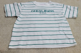 Vintage Baby Guess USA Toddler Baby Size M Green Striped T-Shirt - $13.10