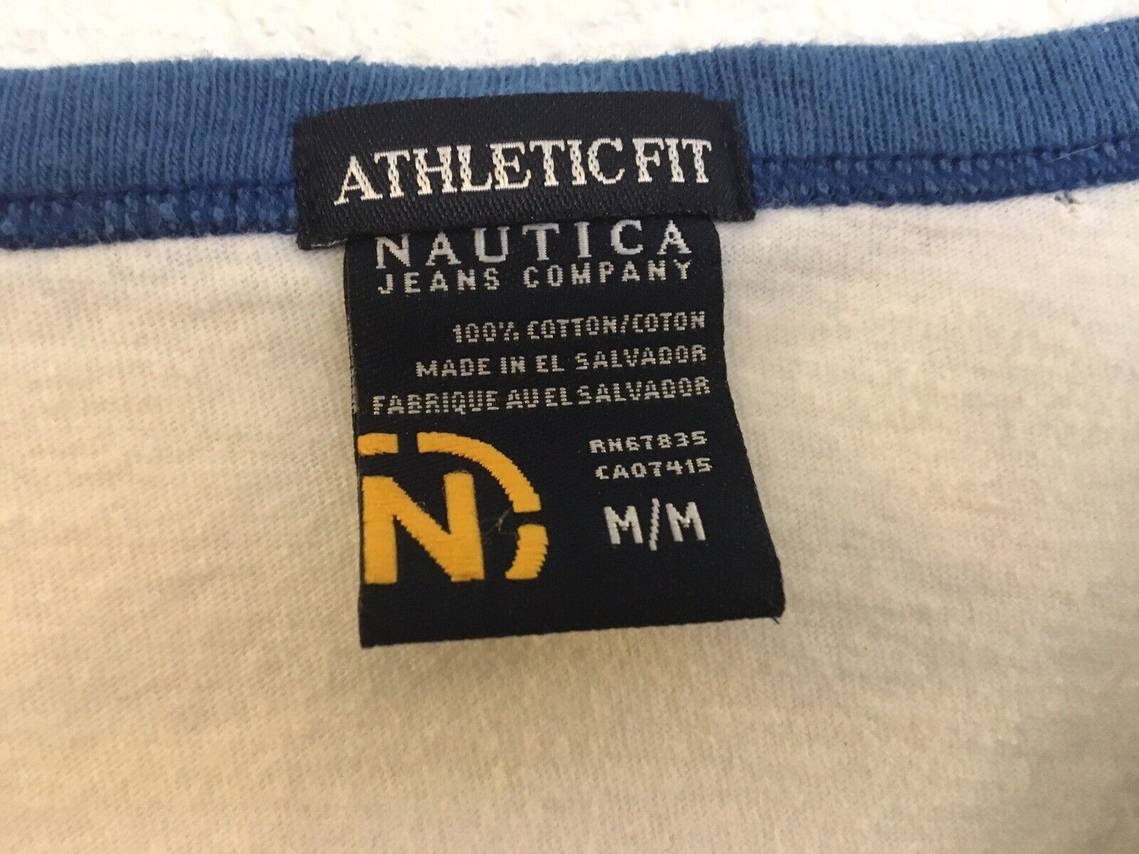Nautica Jeans Company Vintage T Shirt Men's Size M Athletic Fit Ringer Cotton Item image 5