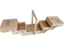 Natural wood sewing box, wooden jewelry casket, ornamental box for art supplies  - £78.56 GBP