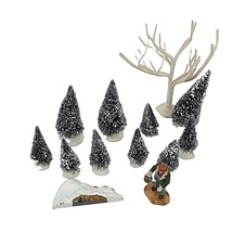 Lemax Christmas Flocked Pine Trees Birch Village Accessories Mixed Lot of 13 - £10.46 GBP