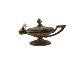 Vintage Brass Lamp Aladdin Genie Oil Lamp Incense w Burner Décor  - £19.74 GBP