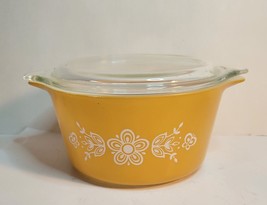 1 Qt Pyrex Baking Dish No. 473 Butterfly Gold Pattern Round with Lid - $25.00