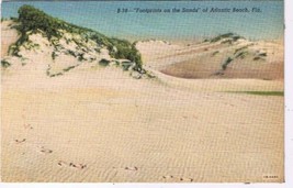 Florida Postcard Atlantic Beach Footprints In The Sand  - $2.96