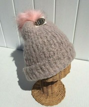 Pink / Black Mix Color With Faux Fur Pom Soft Stretchy Knit Beanie Hat #... - £20.76 GBP