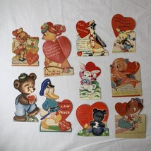 Vtg 1940s Valentine Cards Lot (10) Die Cut Animals WWII Era Bear Duck Pe... - $46.52