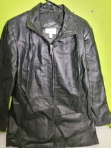 Women&#39;s Black Worthington Leather Jacket &amp; Zipper Front Extra Large XL - £67.83 GBP