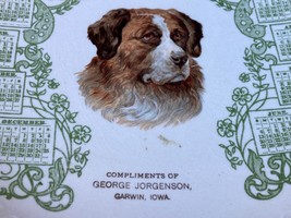 VTG 1909 GARWIN IOWA ADVERTISING CALENDAR PLATE w DOG - $49.45