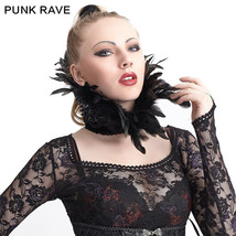 Punk Rave Gothic Black Studded Lace Up Feather Collar Jewelry Accessory - £14.61 GBP