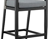 Armen Living Aileen Outdoor Patio Bar Stool in Aluminum and Wicker with ... - £695.13 GBP