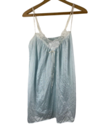 Vintage 1960s Nightgown S Slip Dress Nightie Short Blue Lace Romantic Cami  - $65.23