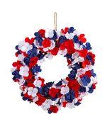 18&quot; Americana Patriotic Hydrangea Artificial Wreath Red White and Blue - $71.95