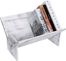 Mygift Rustic Vintage Whitewash Wooden Tilted Bookcase, Desktop Decorative - $36.95