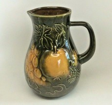 West Germany 479-20 Stoneware Pitcher Mid Century Brown and Yellow Fruit... - £31.96 GBP