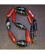 Beautiful Middle eastern african carnelian beads Suleimanagate necklace - $93.84
