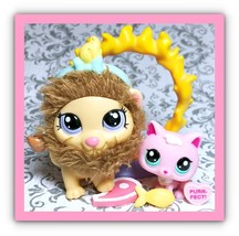 Authentic Littlest Pet Shop LPS #2574 #2575 Pet Pairs Furry Lion Pink Kitten Cat - $39.62