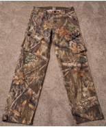 Magellan Pants Men&#39;s Sz M Camo Cargo Realtree Edge Brush Guard Bottom Le... - $19.40