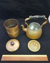 Copper Clad Colonial Style Tea Kettle &amp; Solid Copper Storage Container - $24.74