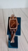 Rhinestone Women&#39;s Wristwatch Brown Metallic Metal  Watch FMDXTT011 New Battery - £12.65 GBP