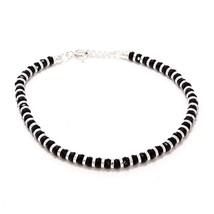 1 Pc Sterling Silver Bracelet Black Beads Nazariya Bracelet For Women 7 ... - $28.26