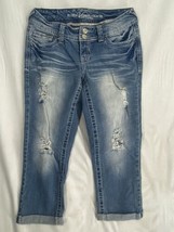 Vanity Paula Sz 26 Women Distressed Torn Crop Capri Denim Jeans Stretch ... - £9.86 GBP