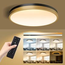 13 Inch Flush Mount Ceiling Light With Remote Control &amp; Night Light, 5Cct Dimmab - £73.53 GBP