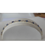 Signed SU 925 CZ CH Blue &amp; Clear Stoner Tennis Bracelet 7.5&quot; - $116.75 CAD