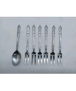 ANTIQUE Chrome PLATED SET OF 6 4.5&quot; FORKS And 1 Spoon Apostle  - $31.21 CAD
