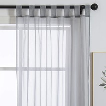 Silver Gray 96(H) X 55(W) In. Zebrasmile 1 Panel Tab Top Semi Sheer Curtain - $31.93