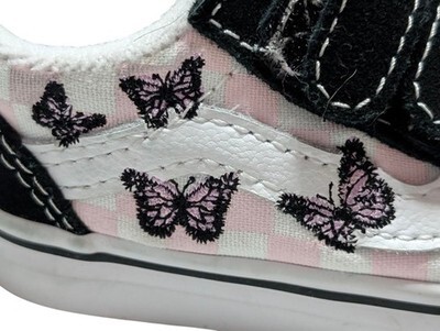 Toddler Girl Sz 4 Vans Athletic Shoes Pink Checkered/ Butterflies  EUC Item image 6