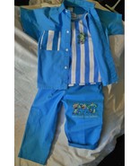 VINTAGE IZOD 3 Pc Beachwear Pant Set -Mean Green Surf Machine Kids S 4/5 - $570.14 MXN