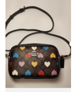 NWT COACH CO941 Mini Jamie Camera Bag Signature Canvas &amp; Leather w Heart... - £116.16 GBP