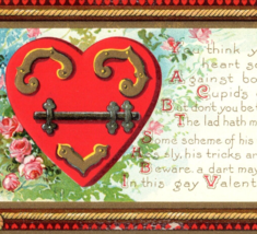 Valentine Postcard Antique Embossed Heart Rope Trim Knots Unposted - $11.95