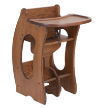 3-in-1 High Chair Desk Rocking Horse Amish Handmade Children Furniture Solid Oak - £363.45 GBP