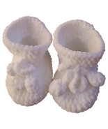 Crochet Baby Booties Knitted Tie Up Bootees Boy Girl Blue Pink White 6-12 Months - $9.80