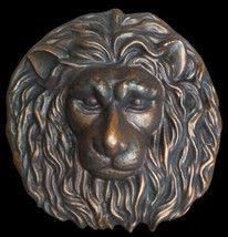 Roman Lion Head wall sculpture Dark Bronze finish - $38.61