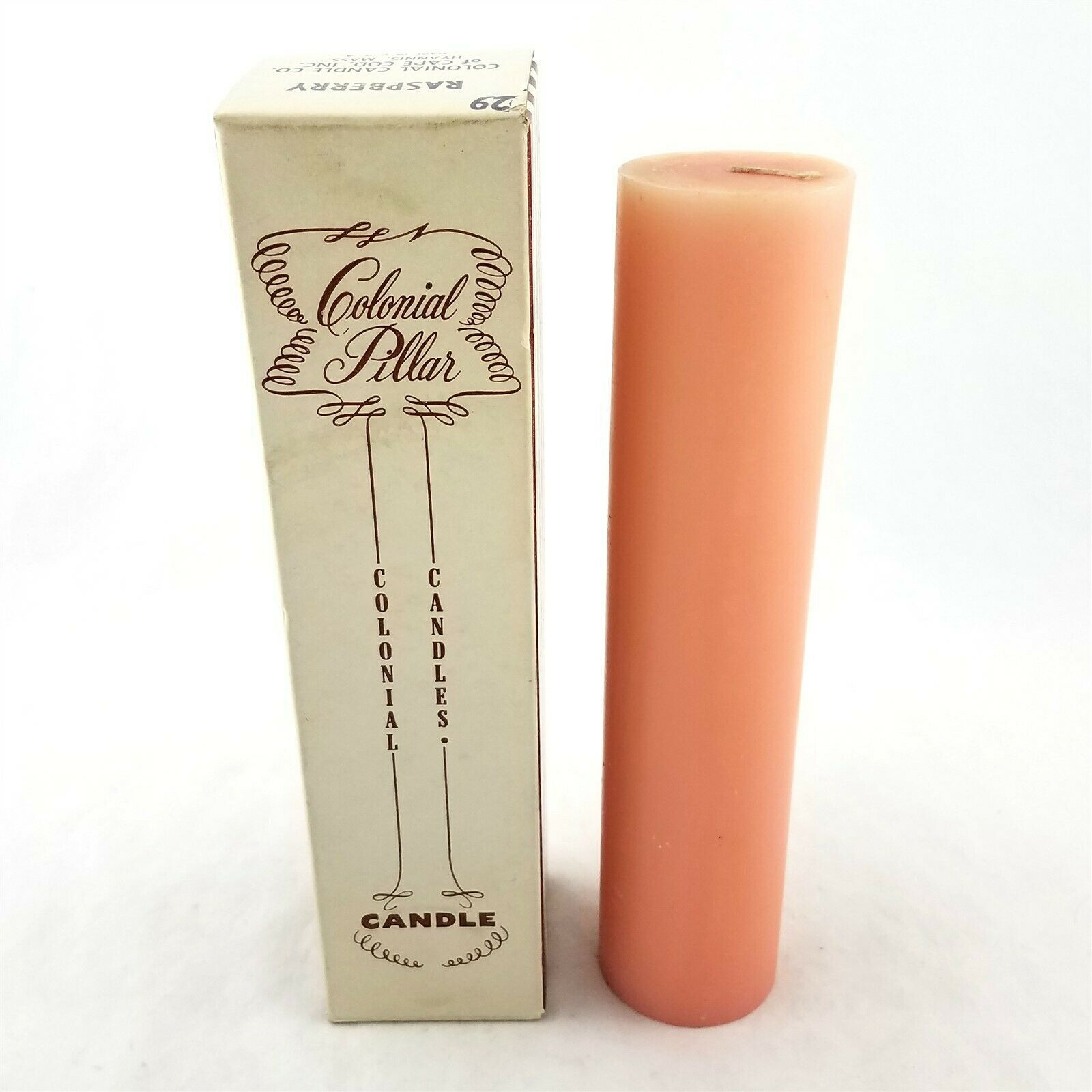 Vintage Colonial Candle of Cape Cod Raspberry Solid Pillar 2" x 9" Made in USA - $29.53