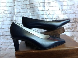 Valleverde Black Leather Chunky Pump Heels Sz EU 34 US 4 Italy Flamenco Shoes - £18.37 GBP