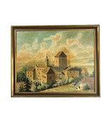 Antique Oil Painting by Johannes Rath Antique Castle In Town-
show origi... - $1,657.32 CAD