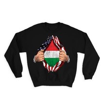 Hungary : Gift Sweatshirt Flag USA American Chest Hungarian Expat Country - $28.95