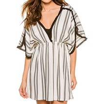 $66 Dotti Women&#39;s Wovens Newport Stripe Short Dress Swim Cover Up White Small - $45.13