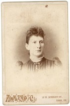 Antique c1880s Cabinet Card Zimmerman Beautiful Woman Pearl Necklace York, PA - £7.52 GBP