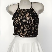 Gianni Bini size 10 new with tags halter crop zippered back black lace top NWT - $40.20