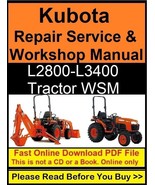 Kubota Repair Service &amp; Workshop Manual (L2800, L3400 Tractor WSM) - £7.48 GBP