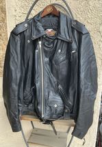 HARLEY-DAVIDSON Men’s Black Heavy Leather Motorcycle Jacket XL Long CA 0... - $406.43